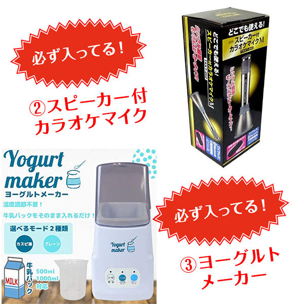 忘年会 景品 新年会 お楽しみ袋 景品 10点セット ホットサンドメーカー カラオケマイク ヨーグルトメーカー 他 おもしろ 便利グッズ もらって嬉しい ビンゴ 景品