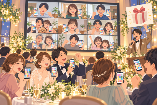 会場とオンラインのゲストが一緒にビンゴを楽しむハイブリッド二次会