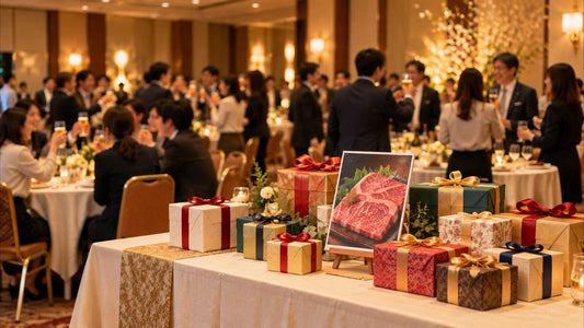 予算2万円でそろえた忘年会の景品と目玉景品のパネル