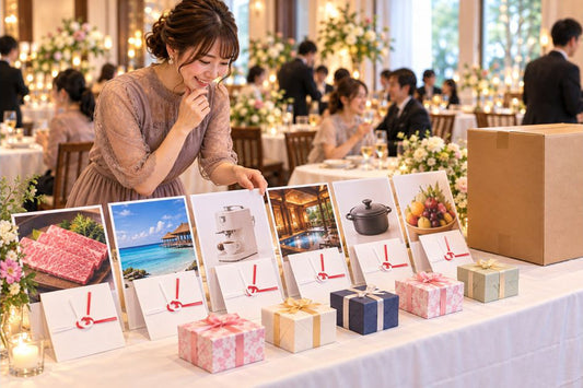 二次会景品を見比べて選ぶ幹事