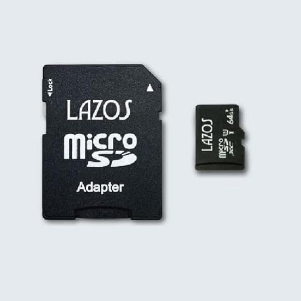 microSDカード Lazos 64GB/Read110MB/s Write70MB/s/UHS-IU3/CLASS10/SDアダプター付